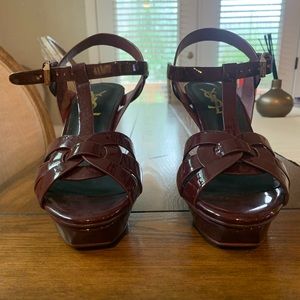 Beautiful YSL platform heels. Burgundy in color.
